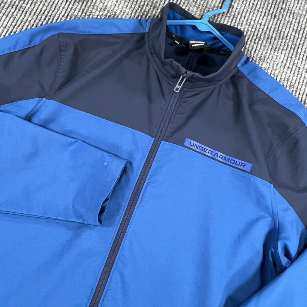 Under Armour Storm Golf Jacket Mens Large Blue Long Sleeve Full Zip Mock Neck